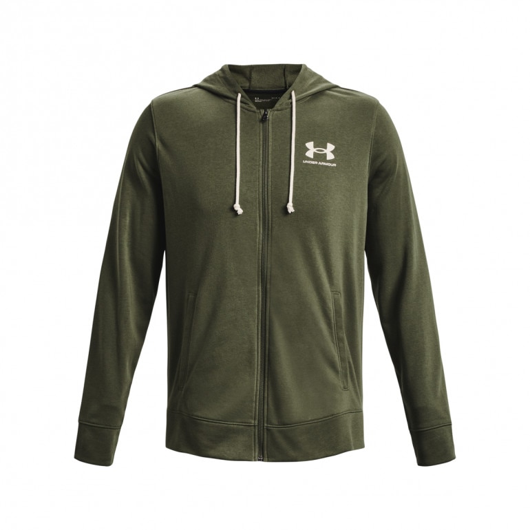 Męska bluza dresowa rozpinana z kapturem UNDER ARMOUR UA Rival Terry LC FZ - oliwkowa/khaki