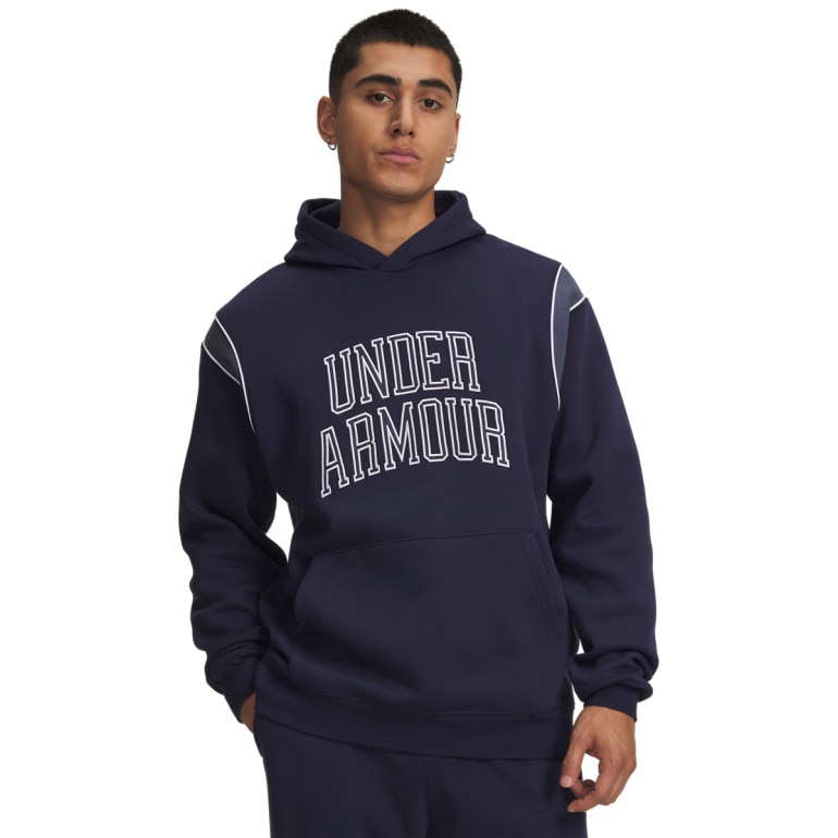Męska bluza dresowa z nadrukiem Under Armour UA Rival Fleece - granatowa