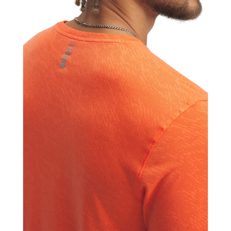 Męska koszulka do biegania Under Armour UA Launch Camo Shortsleeve - pomarańczowa