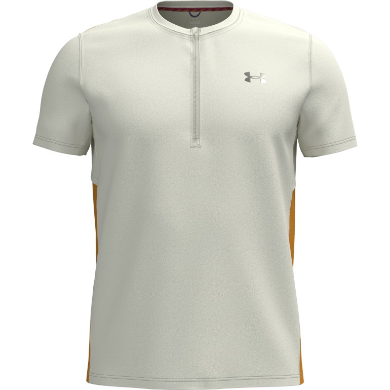 Męska koszulka do biegania Under Armour UA Trail Run Zip SS - beżowa