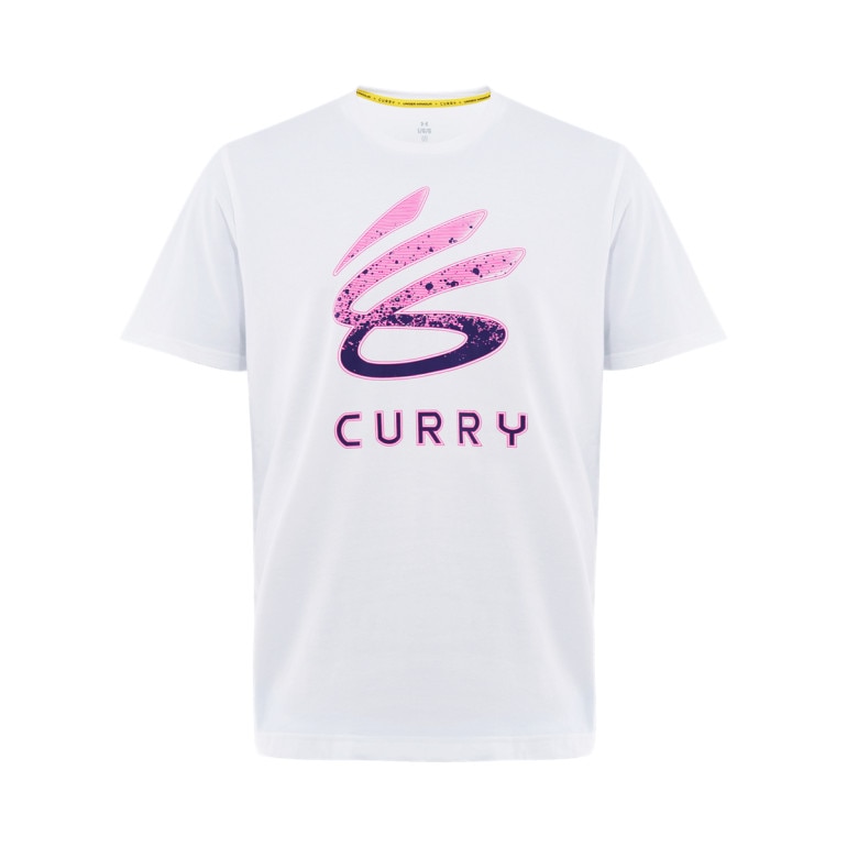 Męska koszulka do koszykówki Under Armour Curry Logo Trend - biała