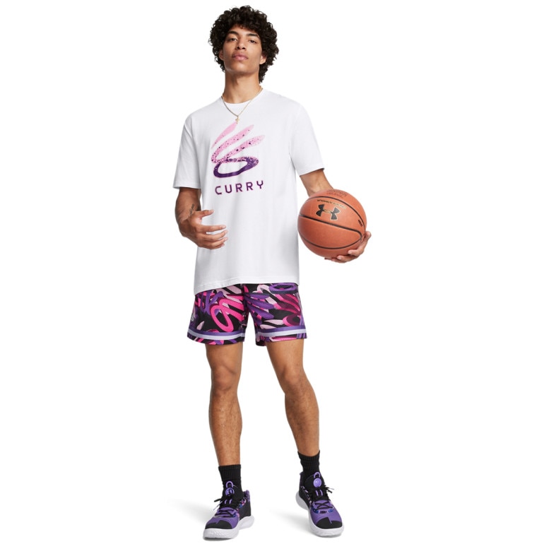 Męska koszulka do koszykówki Under Armour Curry Logo Trend - biała