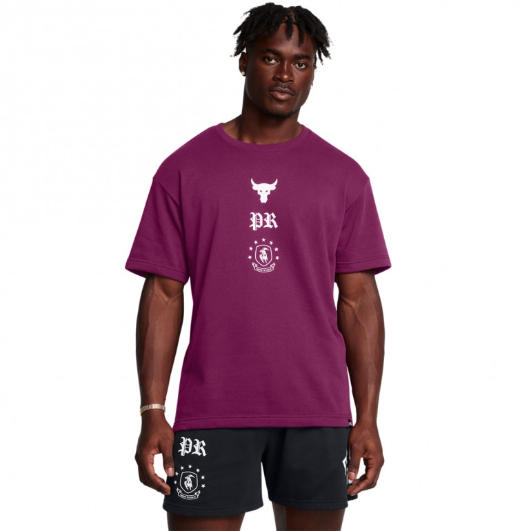 Męska koszulka treningowa Under Armour Project Rock Terry Top Q3 - fioletowa