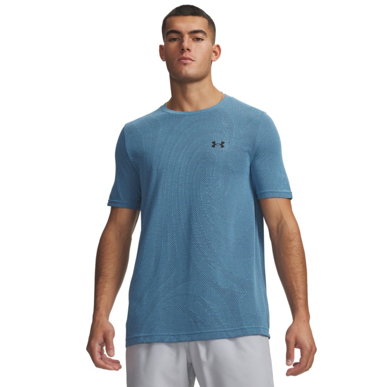 Męska koszulka treningowa Under Armour Vanish Seamless Novelty SS - niebieska