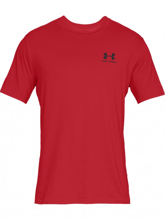 Męska koszulka UNDER ARMOUR SPORTSTYLE LEFT CHEST SS - czerwona