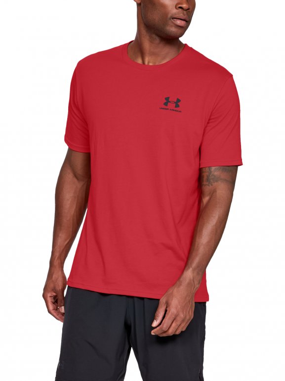 Męska koszulka UNDER ARMOUR SPORTSTYLE LEFT CHEST SS - czerwona