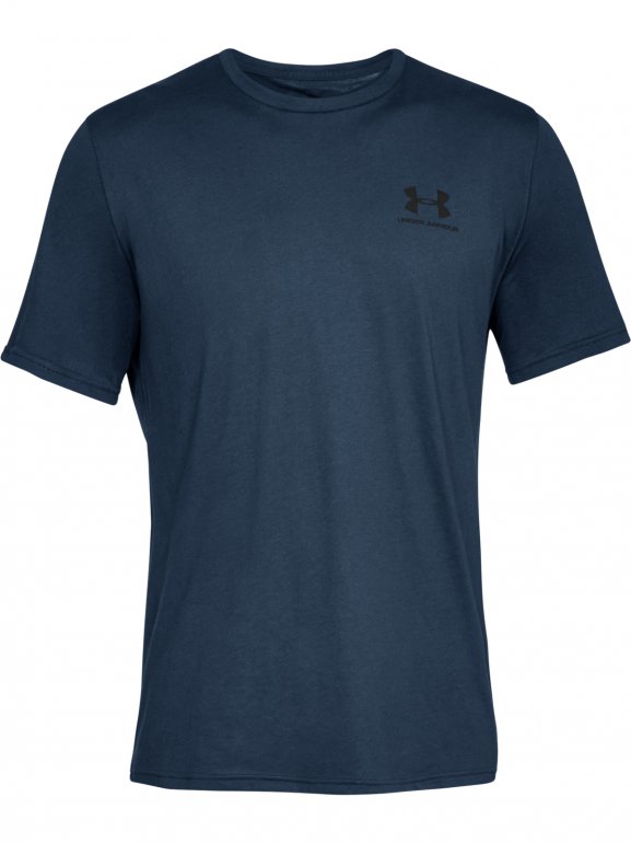 Męska koszulka UNDER ARMOUR SPORTSTYLE LEFT CHEST SS - granatowa