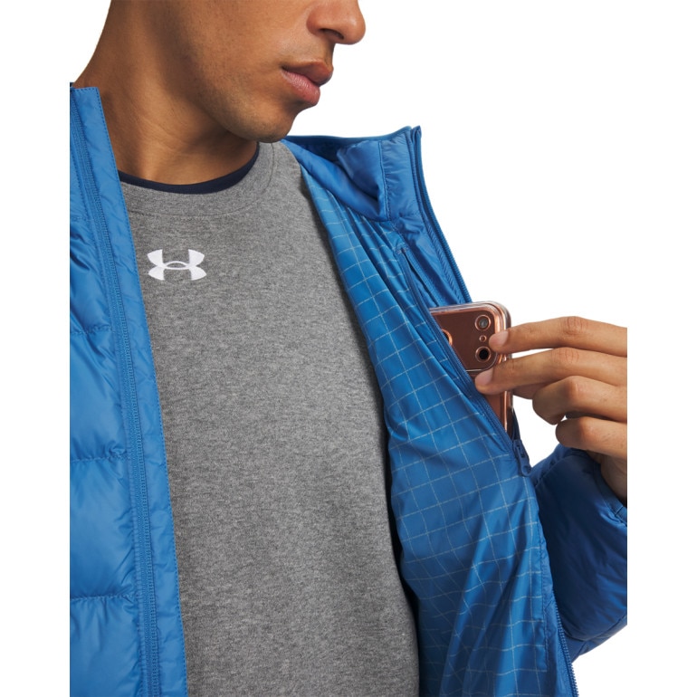Męska kurtka puchowa Under Armour LEGEND DOWN HOODED JACKET - niebieska