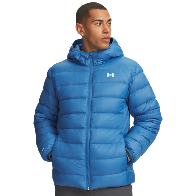 Męska kurtka puchowa Under Armour LEGEND DOWN HOODED JACKET - niebieska