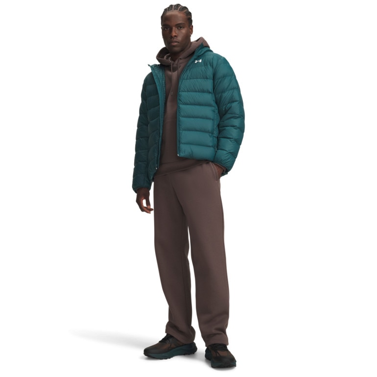 Męska kurtka puchowa Under Armour LEGEND DOWN HOODED JACKET - turkusowa