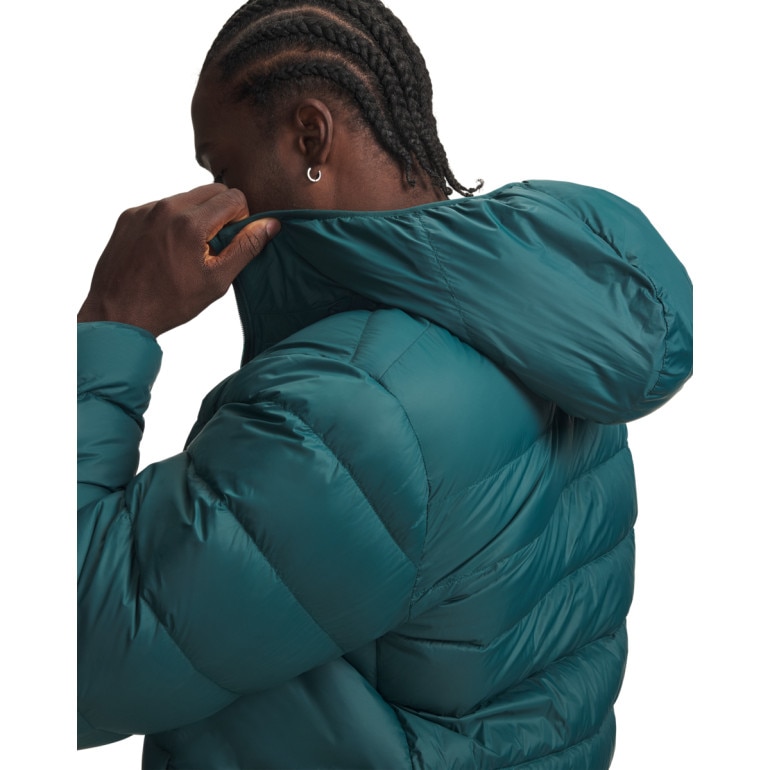 Męska kurtka puchowa Under Armour LEGEND DOWN HOODED JACKET - turkusowa