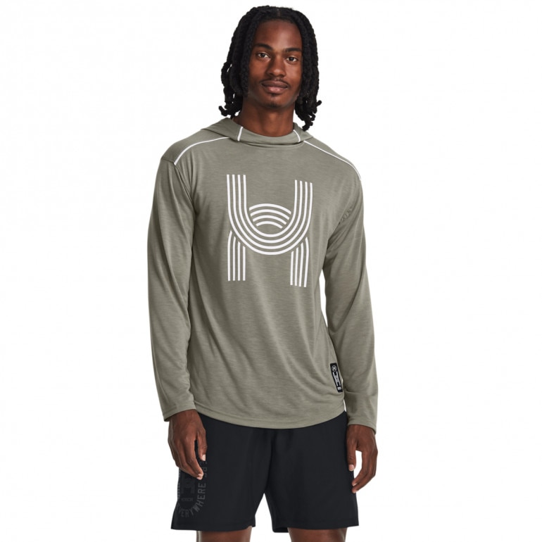 Męski longsleeve do biegania z kapturem Under Armour UA Run Everywhere Hooded LS - szary