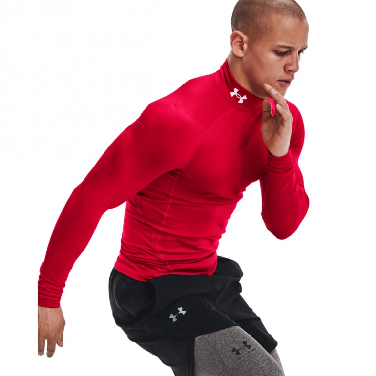Męski longsleeve treningowy termoaktywny Under Armour UA CG Armour Comp Mock - czerwony