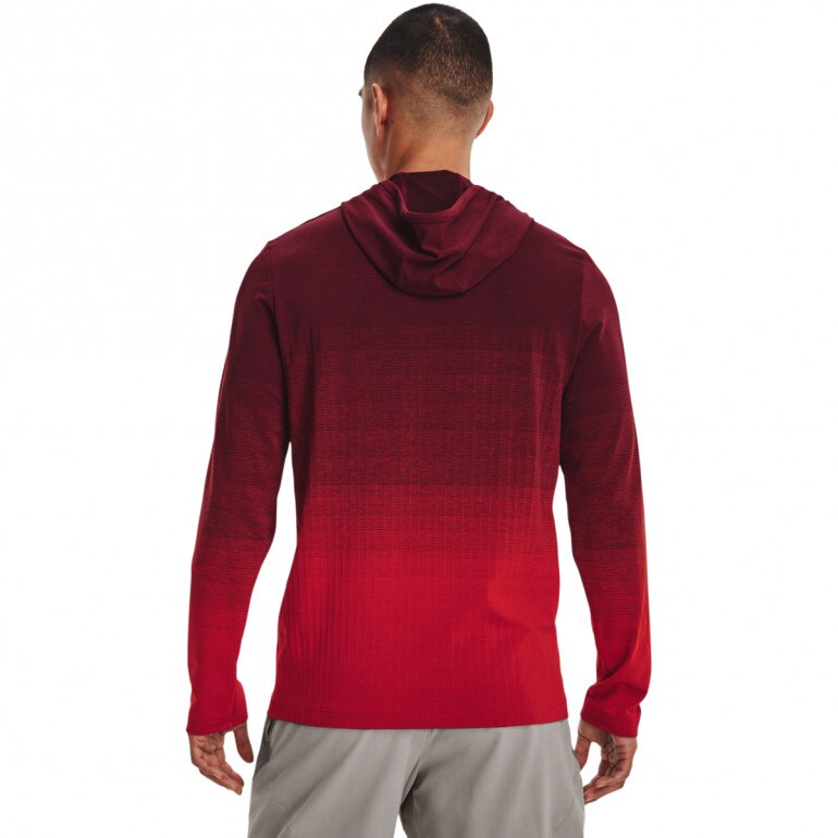 Męski longsleeve treningowy z kapturem UNDER ARMOUR UA Seamless LUX Hoodie  - czerwony - SportStyleStory