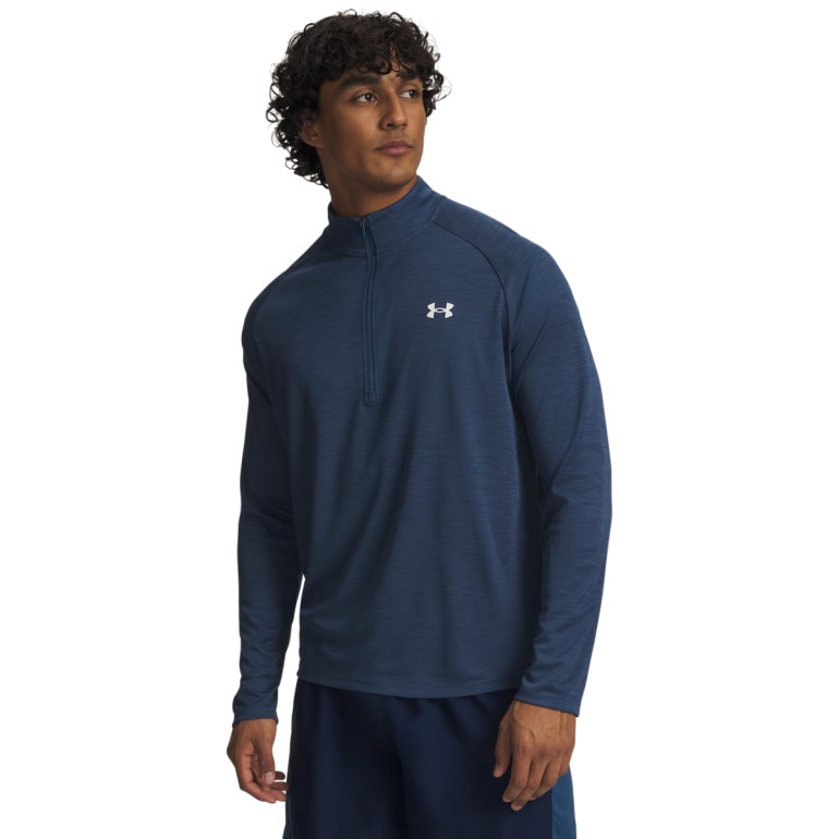 Męski longsleeve treningowy Under Armour UA Tech Textured 1/2 Zip - granatowy