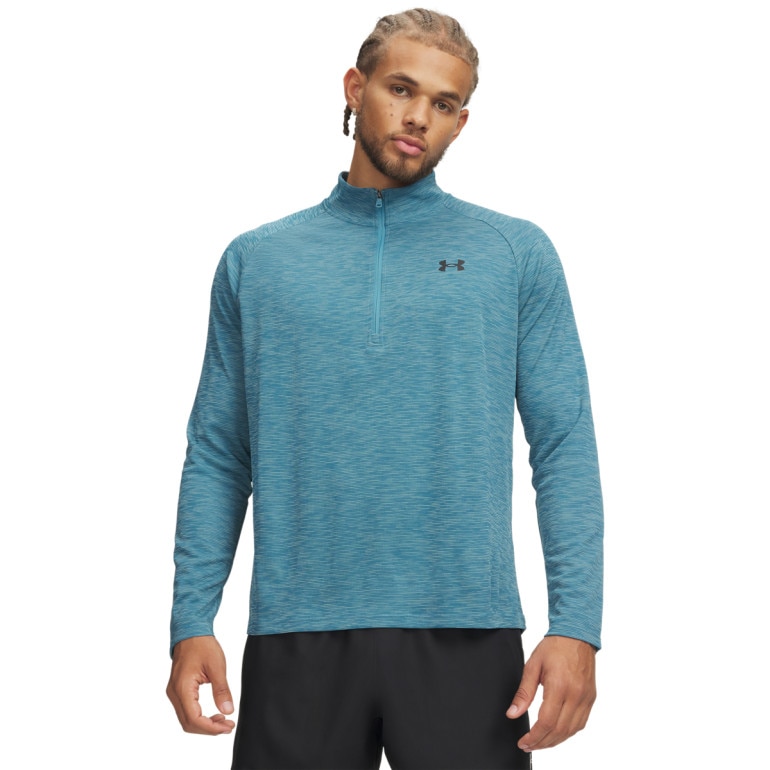 Męski longsleeve treningowy Under Armour UA Tech Textured 1/2 Zip - niebieski