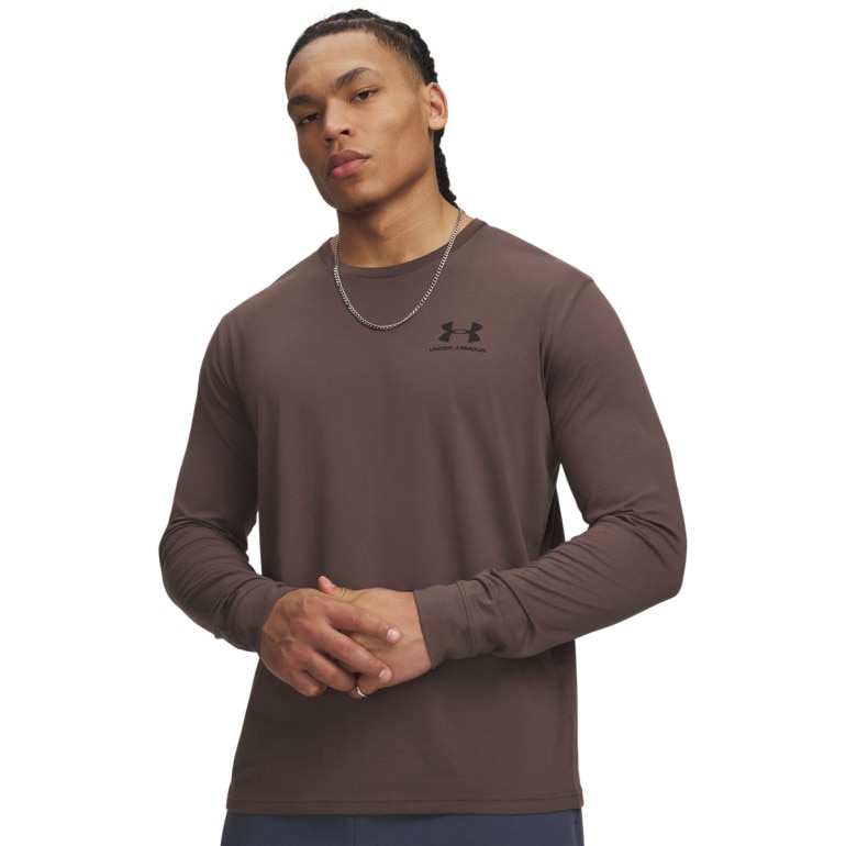 Męski longsleeve Under Armour Sportstyle Left Chest LS - brązowy