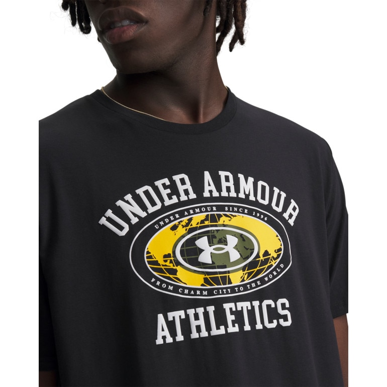 Męski t-shirt z nadrukiem Under Armour UA Armor Globe SS - czarny