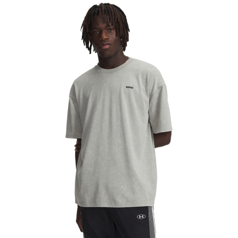 Męski t-shirt Under Armour UA Heavyweight Oversized Logo Wash - szary