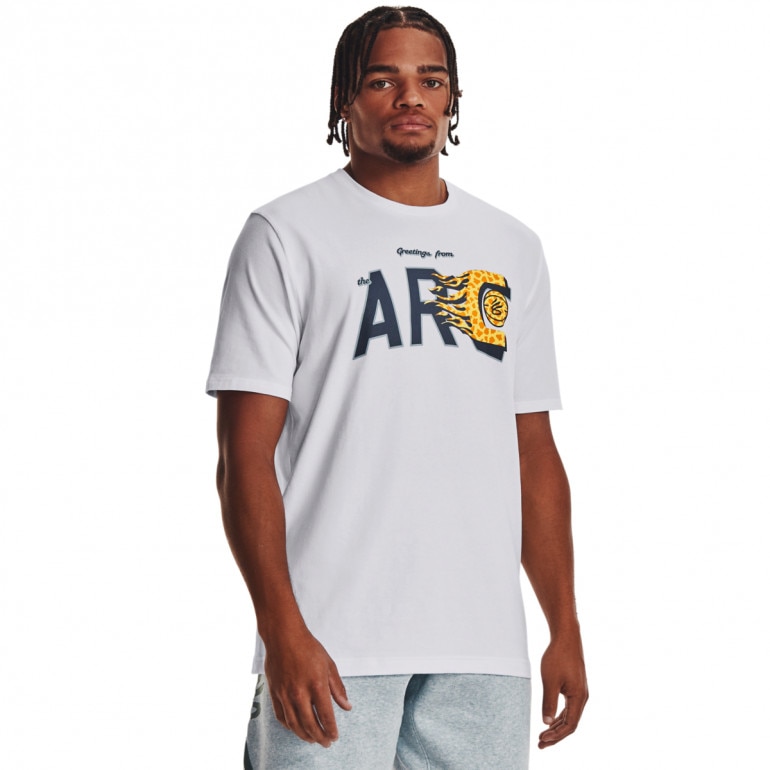 Męski t-shirt z nadrukiem Under Armour Curry Arc Short Sleeve - biały