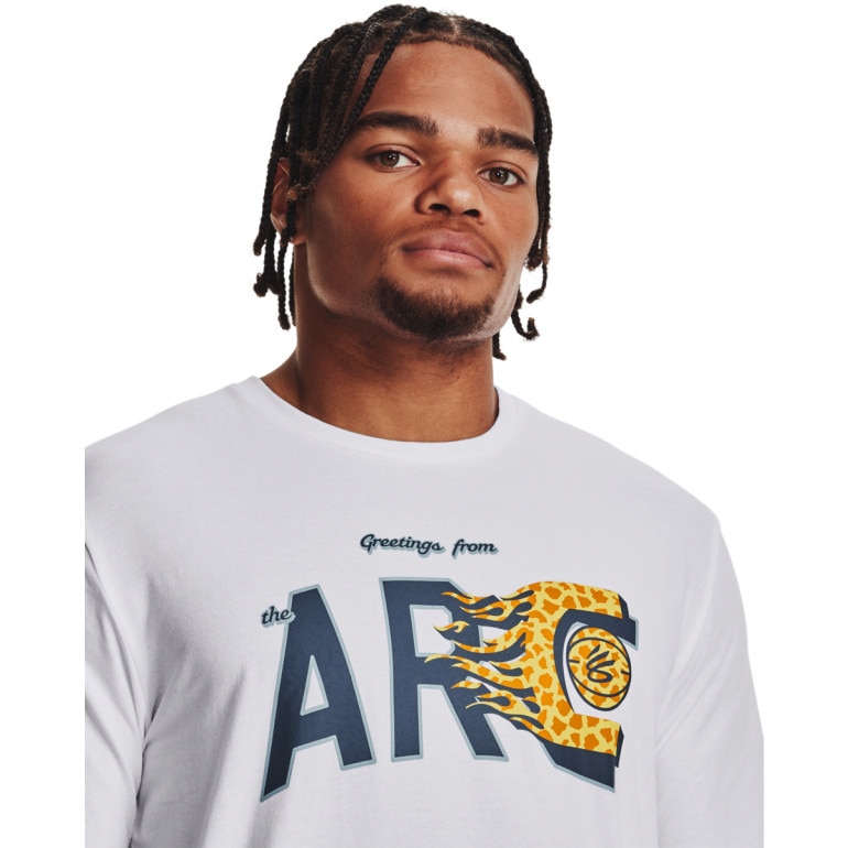 Męski t-shirt z nadrukiem Under Armour Curry Arc Short Sleeve - biały