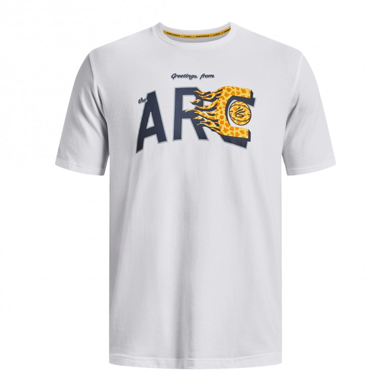 Męski t-shirt z nadrukiem Under Armour Curry Arc Short Sleeve - biały