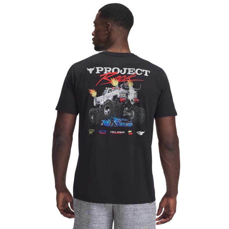 Męski t-shirt z nadrukiem Under Armour Project Rock Truck SS - czarny 