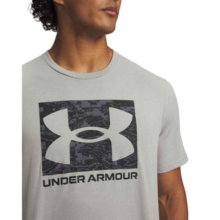 Męski t-shirt z nadrukiem Under Armour UA Abc Camo Boxed Logo Ss - szary