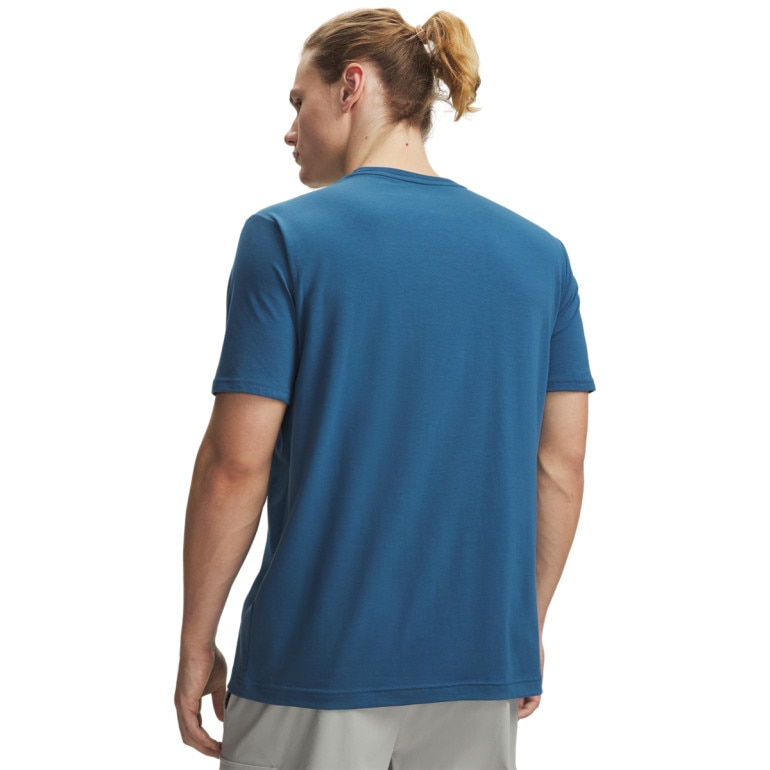 Męski t-shirt z nadrukiem Under Armour UA Armor Globe SS - niebieski
