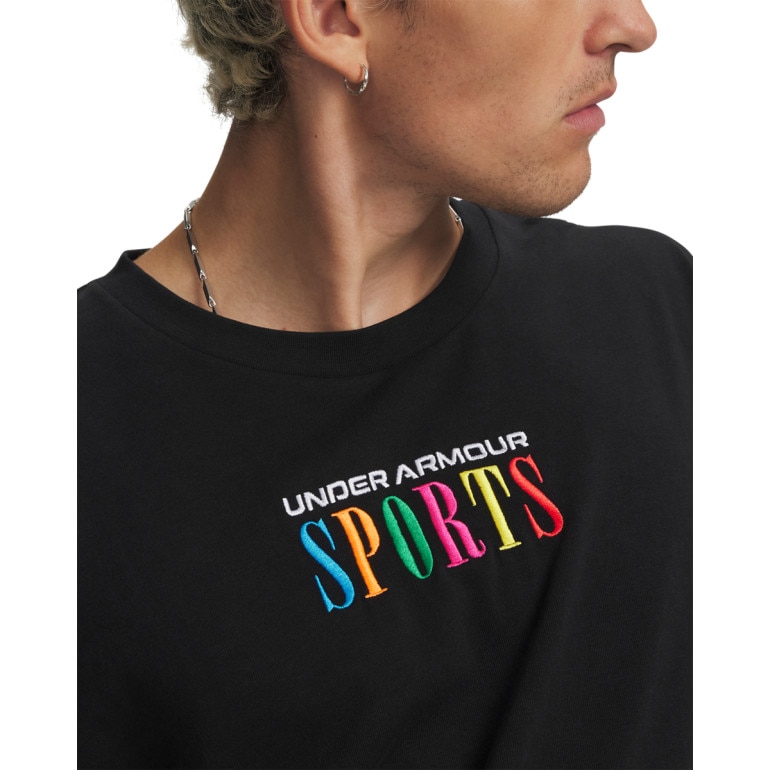 Męski t-shirt z nadrukiem Under Armour UA Heavyweight Sports - czarny