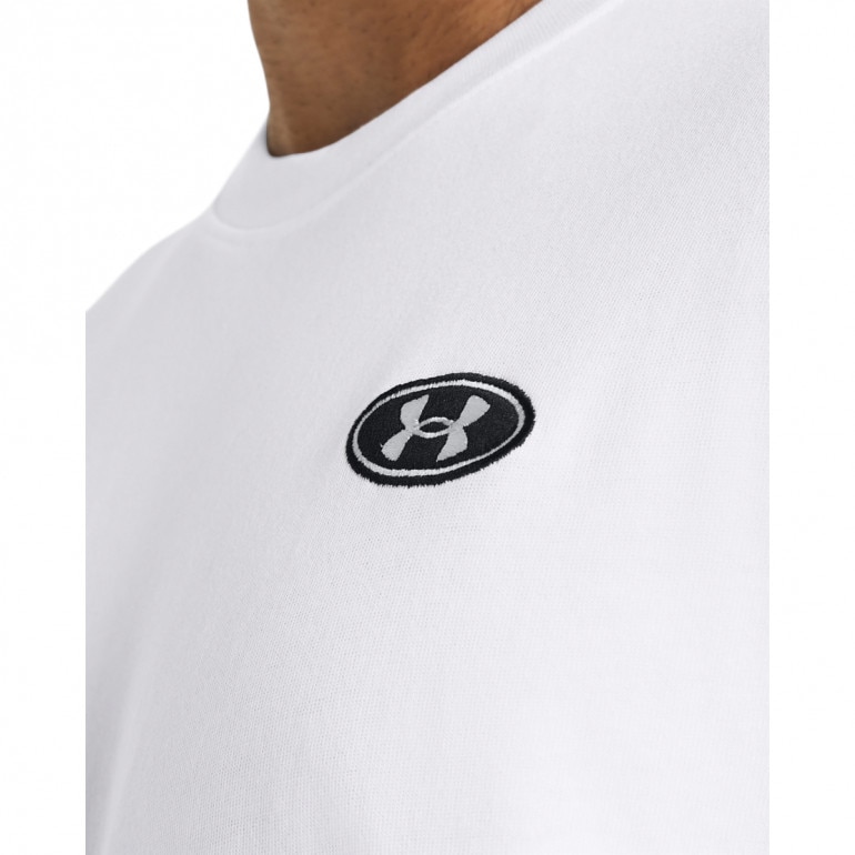Męski t-shirt z nadrukiem Under Armour UA Hw Lc Patch SS - biały