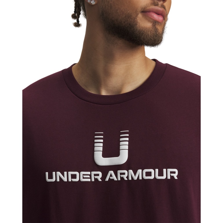 Męski t-shirt z nadrukiem Under Armour UA HWT U LOGO SS - bordowy