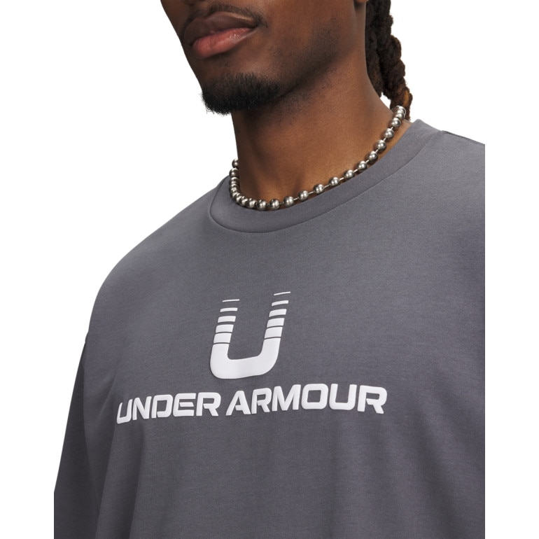 Męski t-shirt z nadrukiem Under Armour UA HWT U LOGO SS - szary