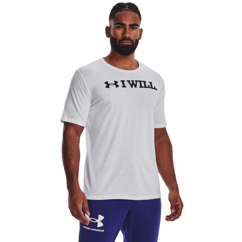 Męski t-shirt z nadrukiem Under Armour UA I Will SS - biały