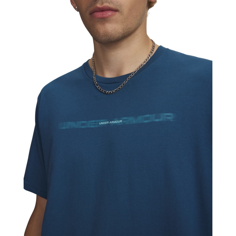 Męski t-shirt z nadrukiem Under Armour UA M BLUR WM SS - niebieski