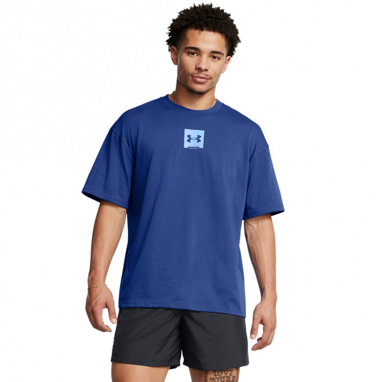 Męski t-shirt z nadrukiem Under Armour UA M Hw Os Sm Box Ss - niebieski