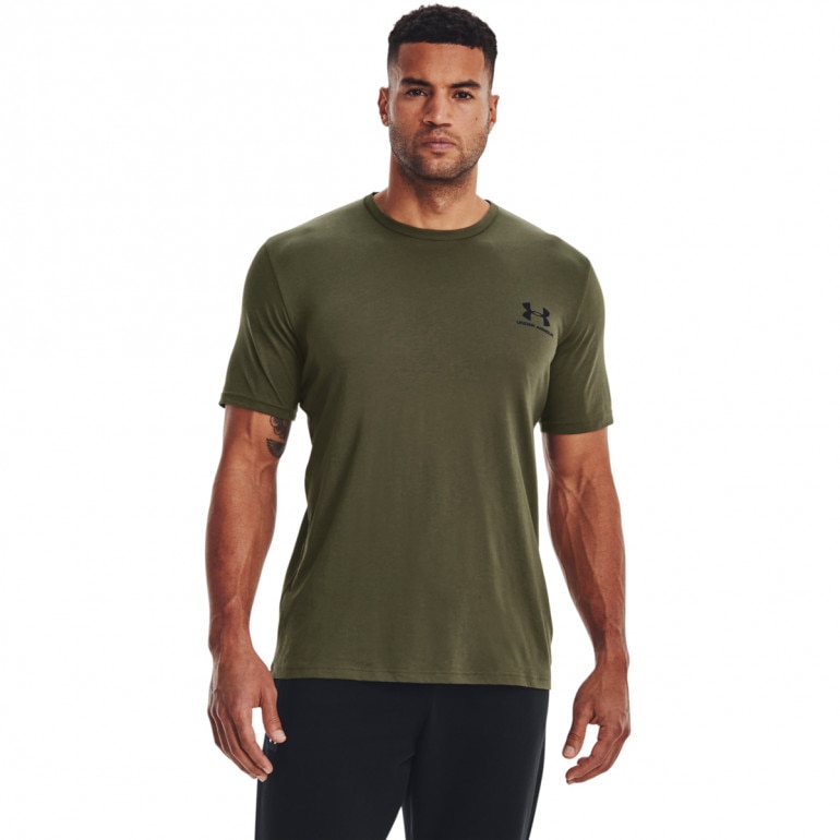 Męski t-shirt z nadrukiem UNDER ARMOUR UA SPORTSTYLE LC SS - oliwkowa/khaki