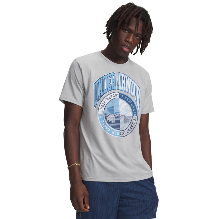 Męski t-shirt z nadrukiem Under Armour UA Varsity Crest - szary