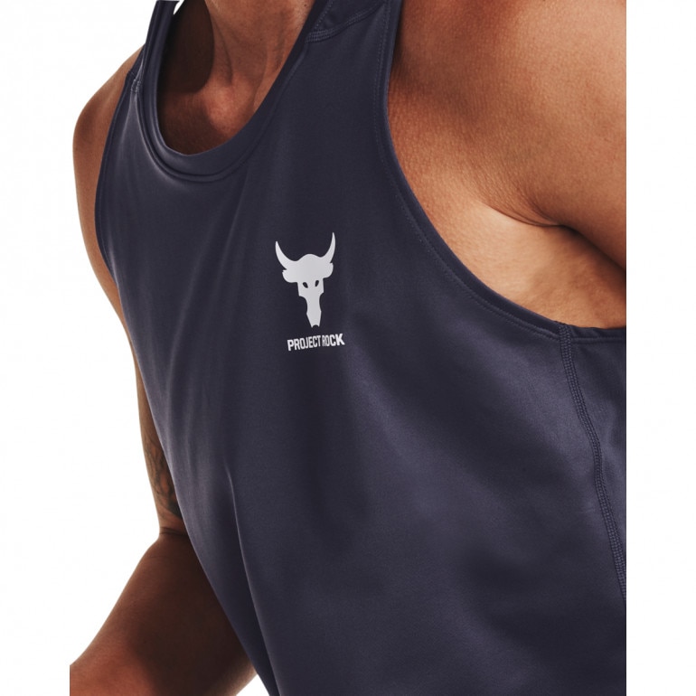 Męski top treningowy Under Armour Project Rock Print Ftd Tk - grafitowy