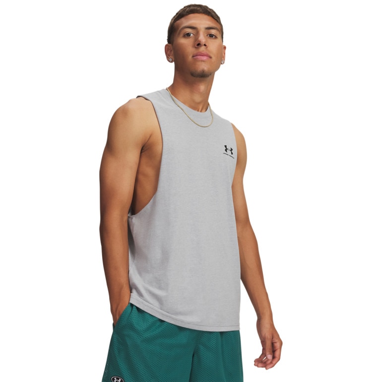 Męski top treningowy Under Armour UA LEFT CHEST CUT OFF TANK - szary
