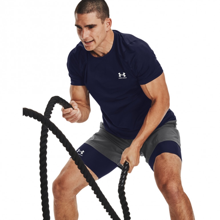 Męskie legginsy krótkie treningowe Under Armour UA HG Armour Shorts - granatowe