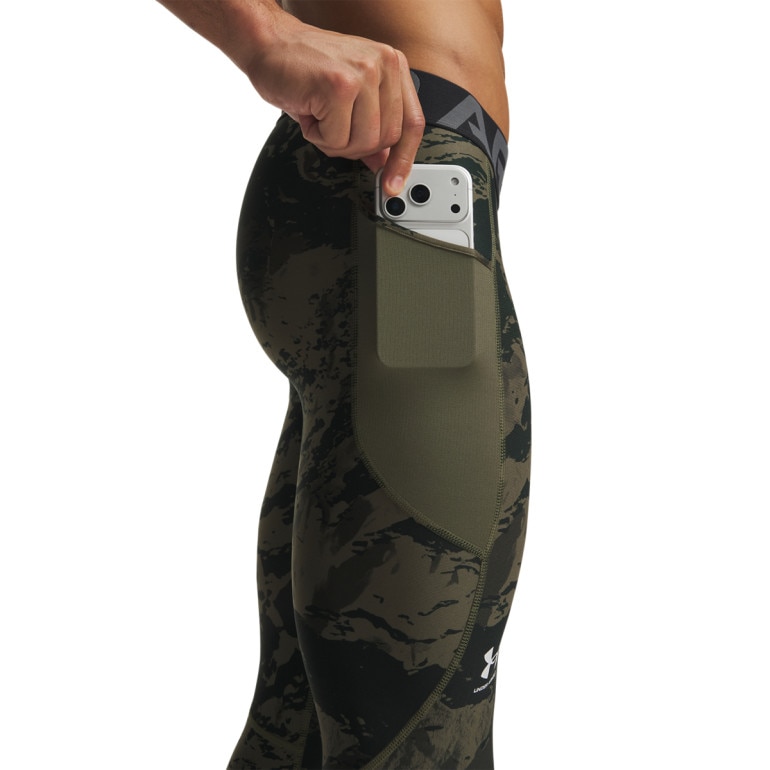 Męskie legginsy treningowe termoaktywne Under Armour HeatGear CB - khaki