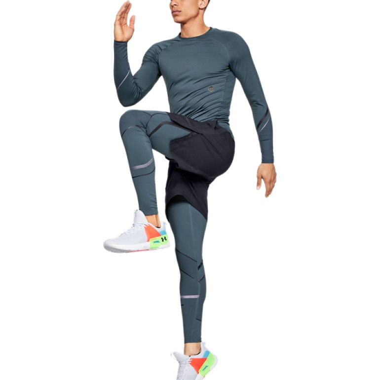 Męskie legginsy treningowe Under Armour  Rush Graphic Legging - szare