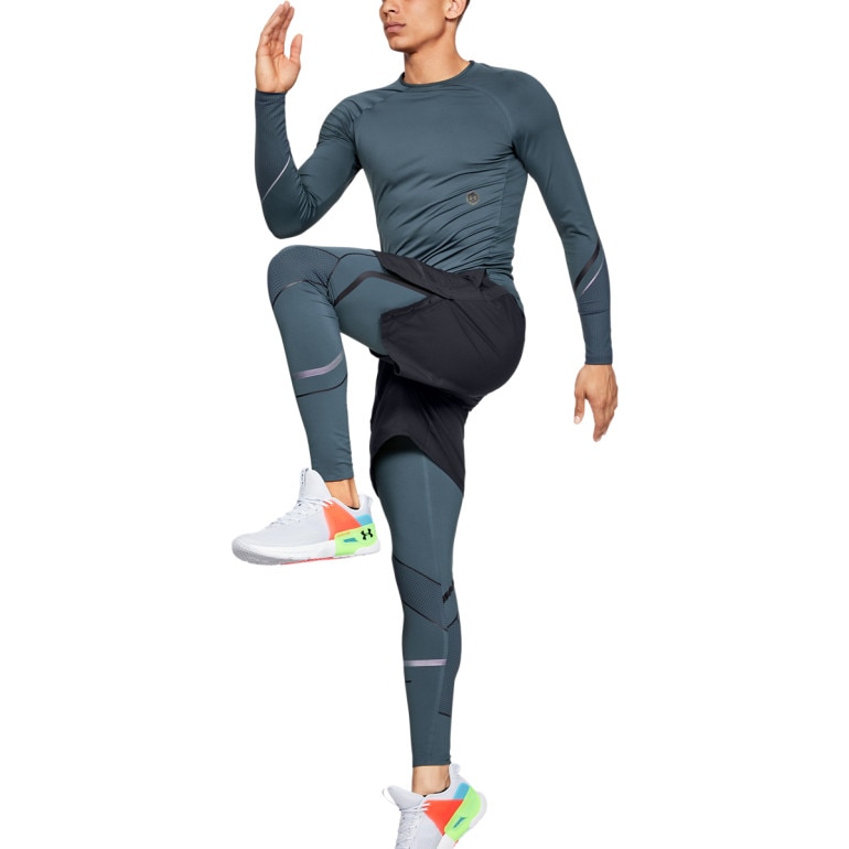 Męskie legginsy treningowe Under Armour  Rush Graphic Legging - szare
