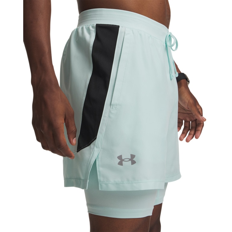 Męskie spodenki do biegania Under Armour UA Launch 5'' 2-in-1 Short - miętowe