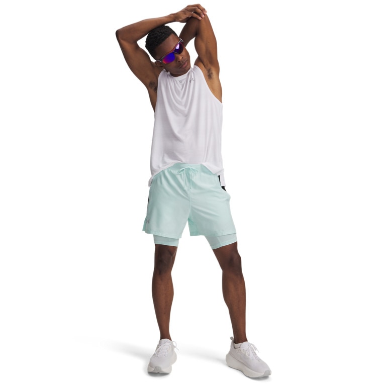 Męskie spodenki do biegania Under Armour UA Launch 5'' 2-in-1 Short - miętowe