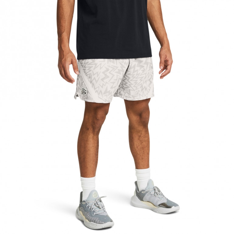 Męskie spodenki do koszykówki Under Armour Curry Mesh Short 2 - białe 