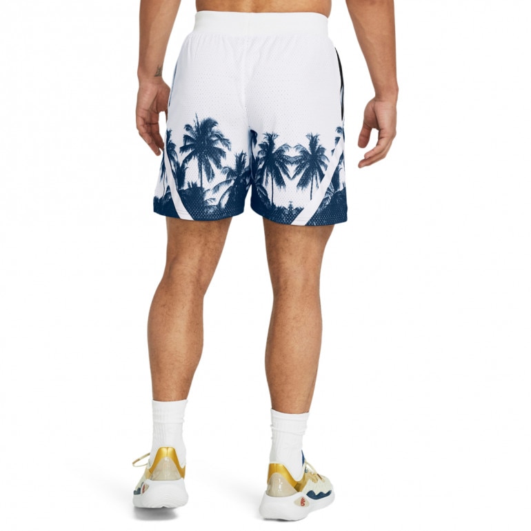 Męskie spodenki do koszykówki Under Armour UA Curry Mesh Short 3 - białe 
