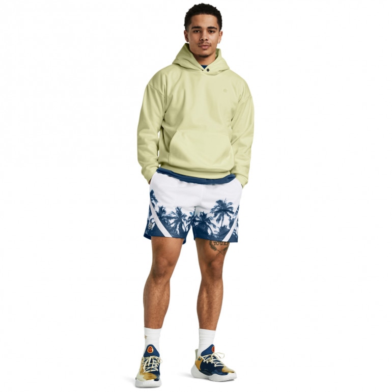 Męskie spodenki do koszykówki Under Armour UA Curry Mesh Short 3 - białe 