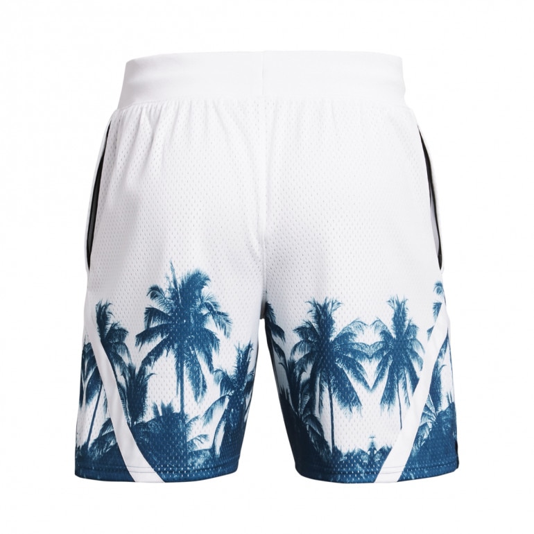 Męskie spodenki do koszykówki Under Armour UA Curry Mesh Short 3 - białe 